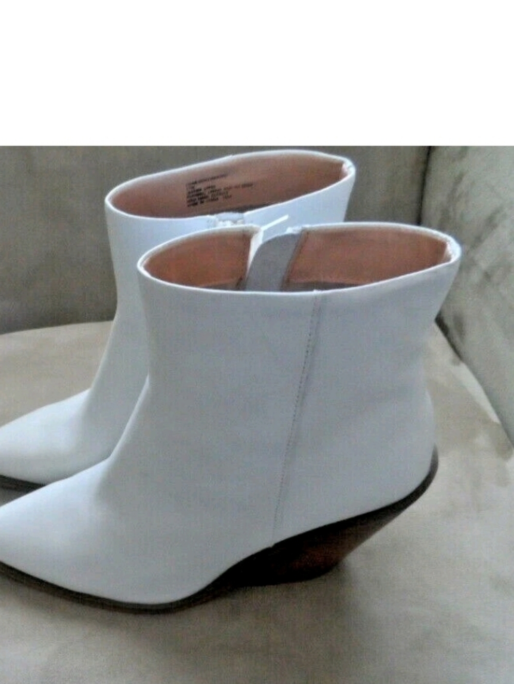 Steve Madden Charlene Leather Ankle Boots with Wooden Heel White Sz 8.5 New - Picture 2 of 13